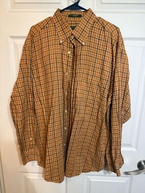 Orvis Vintage Orange Plaid Button-Down Shirt
